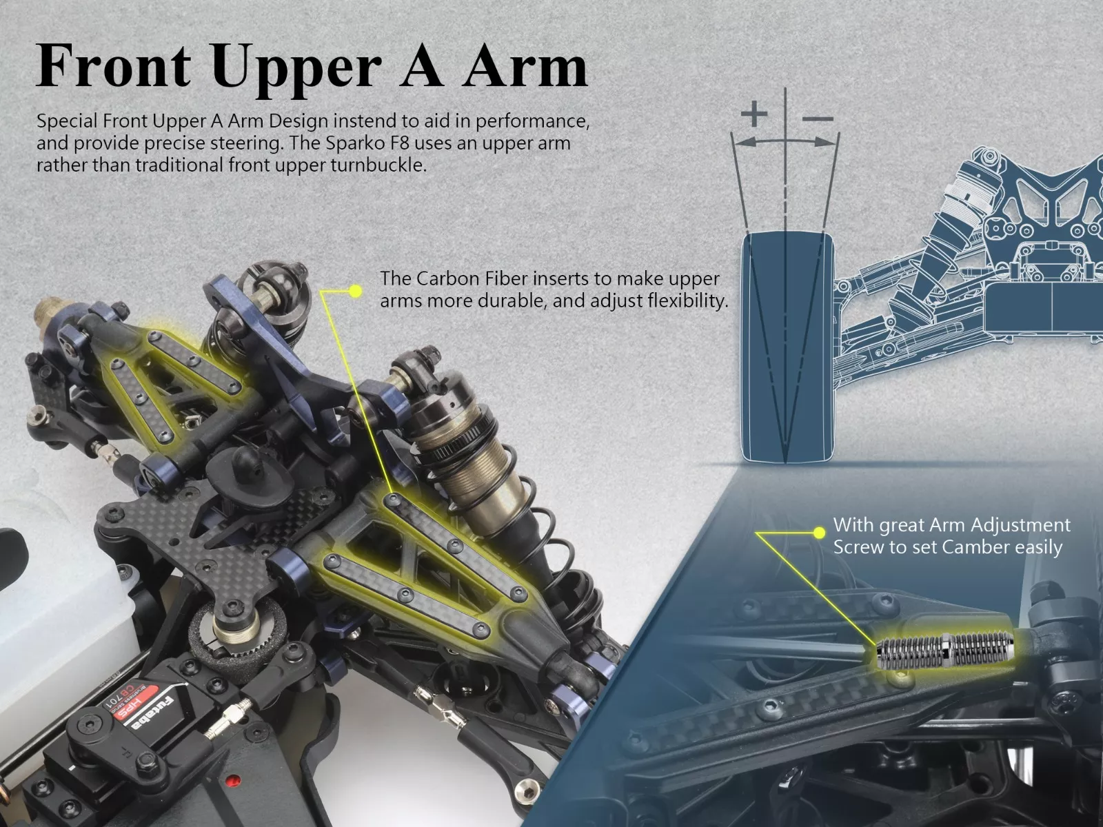 Sparko F8 1:8 4WD Nitro Buggy front upper arm