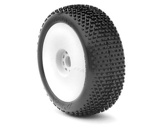 AKA I-Beam 1:8 Buggy Tyre Ultra Soft on white Evo Wheels (2) 14001WRW