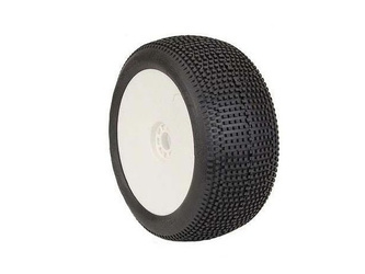 AKA 1:8 Impact Truggy Tyre Super Soft Longwear on white Evo Wheels (2 sztuki) AKA14117QRW