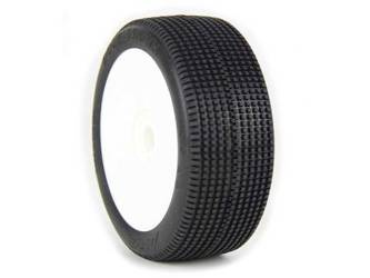 AKA Double Down 1:8 Buggy Tyre S-Soft Longwear on white Evo Wheel (2) 14019QRW