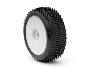 AKA Cross Brace 1:8 Buggy Tyre Ultra Soft on white Evo Wheels (2) 14004WRW