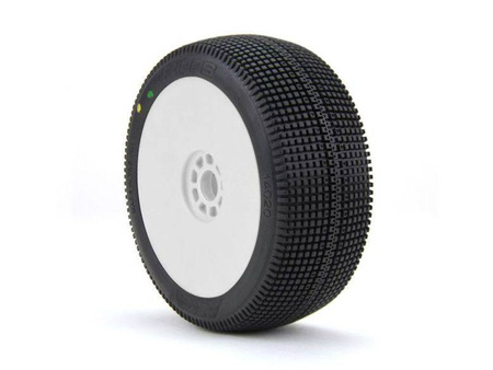 AKA Zipps 1:8 Buggy Tyre Soft Longwear on white Evo Wheels (2) 14020XRW