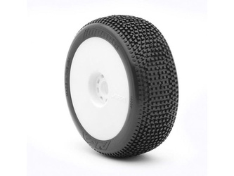 AKA Impact 1:8 Buggy Tyre S-Soft Longwear on white Evo Wheel (2) 14007QRW