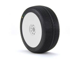AKA Zipps 1:8 Buggy Tyre Ultra Soft on white Evo Wheels (2) 14020WRW